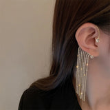 1PC Korea Luxury Long Tassel Single Clip Earrings Woman Fashion Jewelry Non Piercing Fake Cartilage Ear Cuffs For Women Girl New