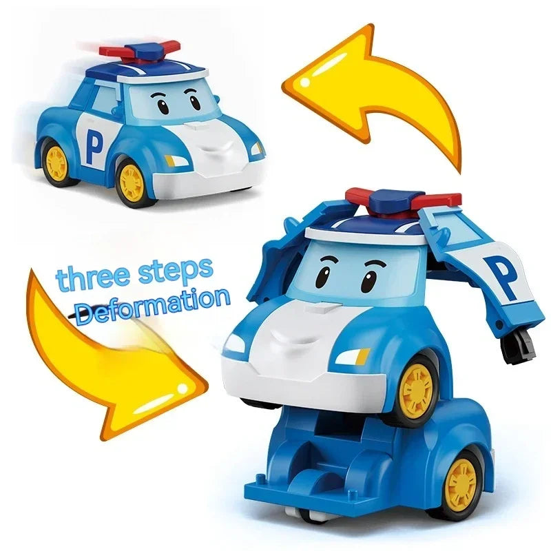 South Korea Poli Robocar Car Transform Vehicle Robot Action Figurine Cartoon Police Car Anime Figure Poli Amber Roy Kid Toy Gift