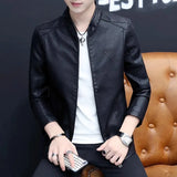 Mens Biker Leather Jacket 2023 Autumn New Men's Fashion Trend Decorative Motorcycle Leather Coat