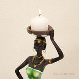 Creative Europe African Black Figure Sculpture Candle Holder, Home Crafts Cafe Theme Decoration Desktop Bar Resin Decoration 1Pc