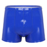 Mens Patent Leather Shorts Dance Performance Clubwear Wet Look Pants Elastic Waistband ShortsBulge Pouch Boxer Briefs Shorts