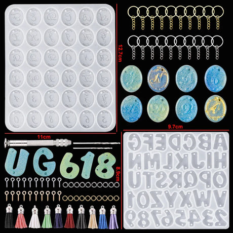 Alphabet Resin Molds Kit Backward Letter Number Silicone Casting Molds Resin Epoxy Molds For Keychain Making Pendant Jewelry DIY