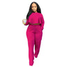 European and American women's new autumn and winter ruffle long sleeved women's high waisted wide leg pants two-piece set