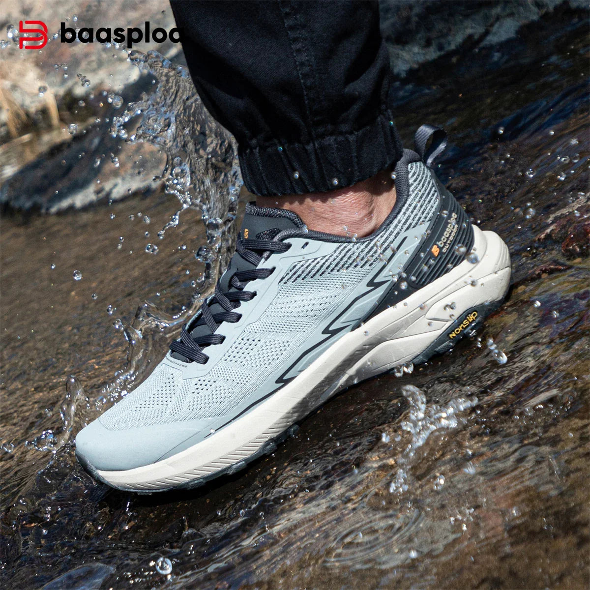 Baasploa Men Hiking Shoes Comfort Wear Resistant Outdoor Shoes Men Breathable Mesh Casual Sneakers Climbing Non-Slip Lace Up