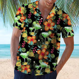 2023 New Hawaiian Red Leaf Tropical Shirts Floral Men Dazn Tops Summer Casual Short Sleeve Button Chemise Loose Vacation Beach