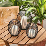 15/19/24cm Black Iron Wire Bird Cage Lantern Shape Candlestick Holder Vintage Craft Wedding Party Table Dinner Decoration