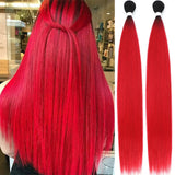 Straight Hair Bundles Extensions Smooth Ombre Hair Weaving 36Inch Super Long Synthetic Straight Hair Bundles Full to End