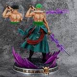 One Piece Figure 21cm Roronoa Zoro Double Headed Three-Knife Fighting Skill Anime Action Model Decorations PVC Toy Birthday Gift