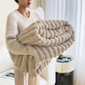 Winter Warm Blanket Skin-Friendly Bedspread Solid Striped Throw Blankets Sofa Air Conditioning Blanket For Bedroom