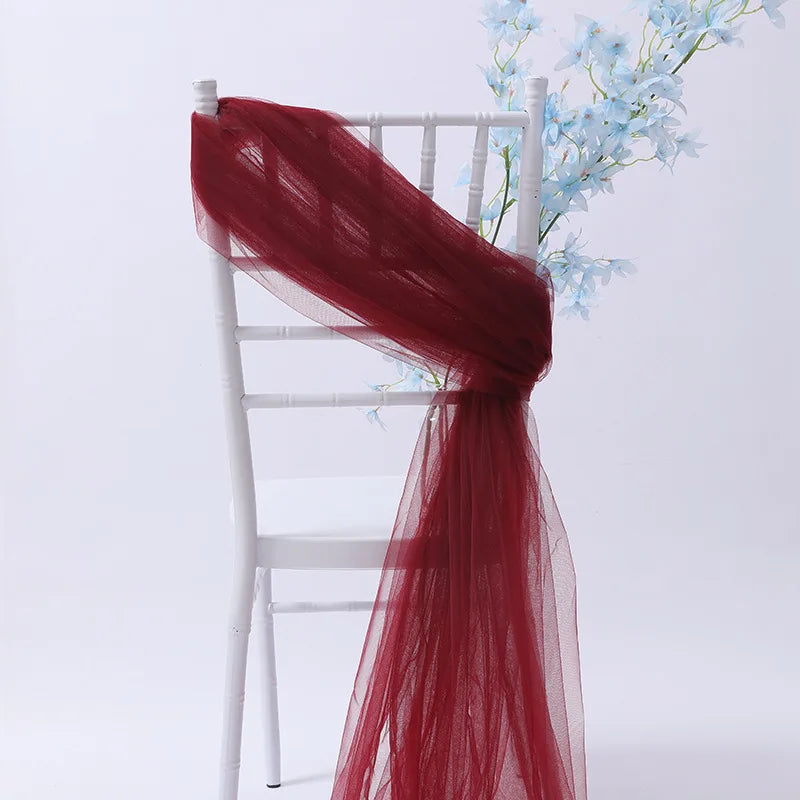 20pc/lot Tulle Sheer Organza Sashes For Wedding Banquet Party Arch Decoration DIY Chair Sashes Knots Background Veil Romantic