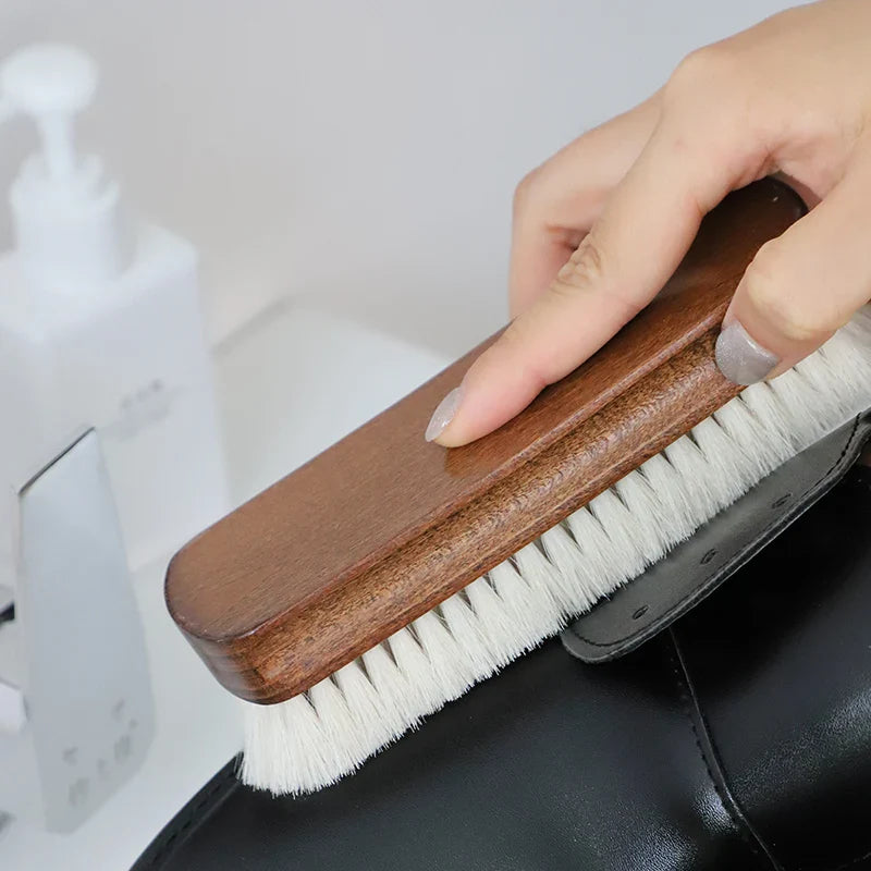 Premium beech wood wool hair Shoe brush for cleaning polishing leather Shoe care Multifunctional Soft wool shoe brush