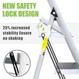 3 Step Ladder EFFIELER Folding Step Stool with Wide Anti-Slip Pedal, 500 lbs Sturdy Steel Ladder, Convenient Handgrip