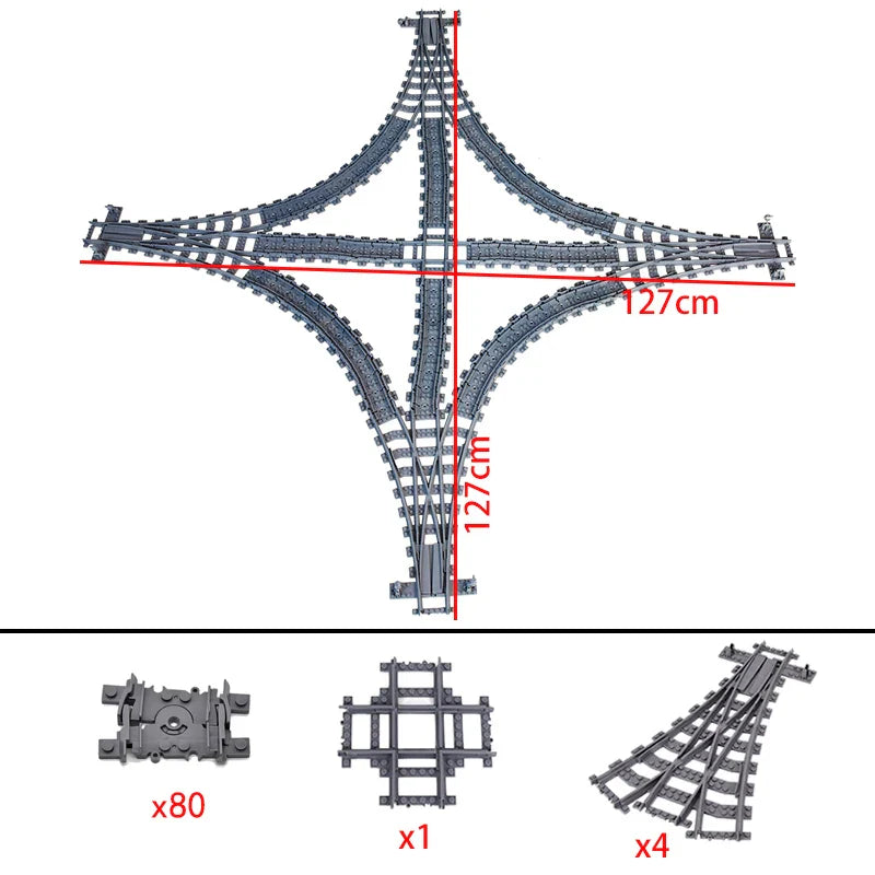 City Trains Train Rail Crossing Track Rails Soft Tracks Cruved Straight Railway Building Blocks Bricks DIY Toys For Children Boy