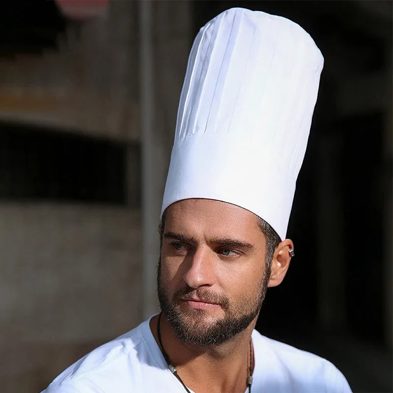 Hotel unisex Chef top hat Catering Cooking Caps Restaurant Man Kitchen Hat Bakery male Waiter Work Hats Adjustable high cap