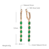 Kienl New Trend Vintage Long Tassel Earring 585 Rose Gold With Green Natural Zircon Women Drop Earrings Bride Wedding Jewelry