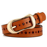 Women Belts Long Cow Genuine Leather Good Quality Alloy Gold Pin Buckle Fashion Soft Genuine Leather Strap Belt Jeans Lady Cinto