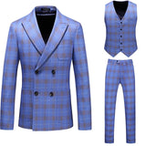 Men's Stripe Suit High Quality Gentleman Double Breasted Blazer 3 Pcs Set Slim Fit Wedding Male Blazer Jacket Coat Pants Vest