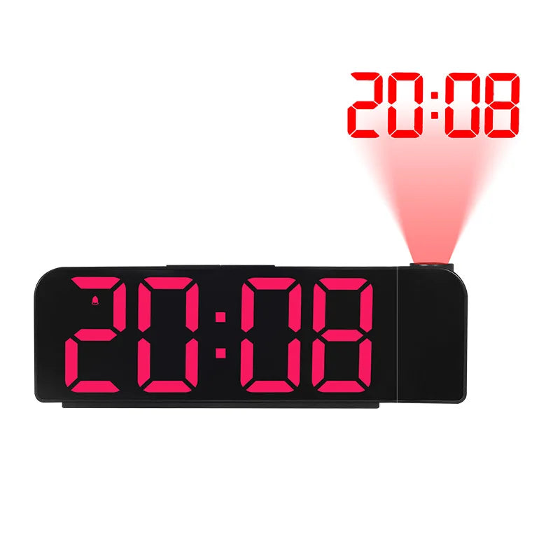 180° Arm Digital Projection Alarm Clock Night Mode Power-off Memory Table Clock 12H/24H Bedroom Electronic LED Clock