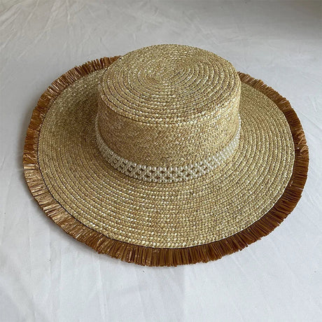 Large Eaves Beach Sunhat Woven Straw Hat Summer Outdoor Sun Protection Breathable Fisherman Hat Sunshade Cap Bohemian Beach Hat