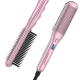 2 in 1 Electric Hair Straightener Brush 30S Fast Heat Up Anti-scald Straight &Curler Dual-use Straightening Negative Iron