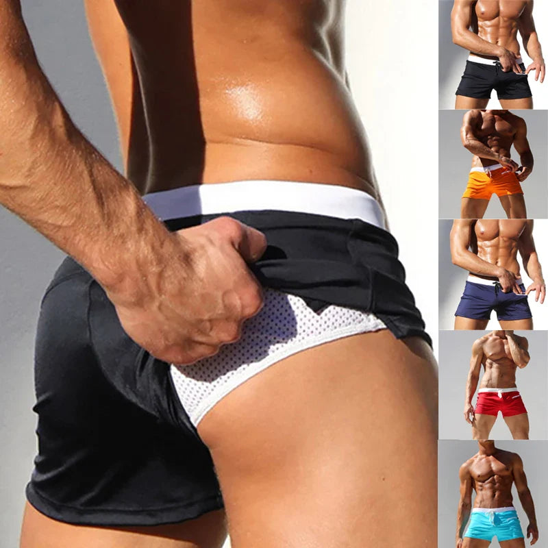 Men's Swim Shorts Swim Trunks Drawstring Mesh Lining Elastic Waist Breathable Quick Dry Board Shorts to Beach Pool Summer Male