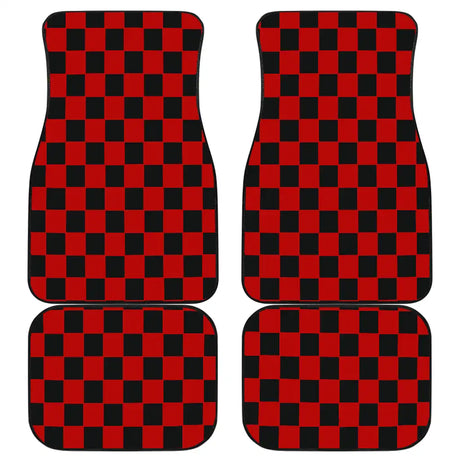 Checkerboard Car Mats Auto Parts Rubber Floor Mats Custom 4PCS Car interior graphic print checkered square feet