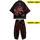 Two-piece Suit Plus Size S-6XL Loose Japanese Cardigan Women Men Cosplay Yukata Clothing Harajuku Samurai Kimono + Pants Sets