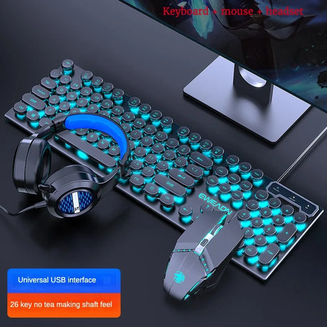 Cool Backlit Floating Button Design 104 Keys Waterproof And Dustproof Ergonomic Gamer Mouse And Keyboard And Headset Kit