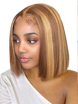  Highlight Honey Blonde Lace Front Wig Human Hair Ombre P4/27 HD Lace Frontal Bob Wigs Human Hair Glueless Ombre Brown Wig 180%