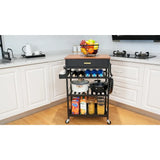 TOOLF Kitchen Island Cart with Drawer, Rolling Kitchen Service Cart with Tabletop, Storage Trolley Cart for Kitchen, Dining Room