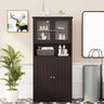 Bathroom cabinet, independent floor standing cabinet with open shelves, large display cabinet with doors, bathroom cabinet