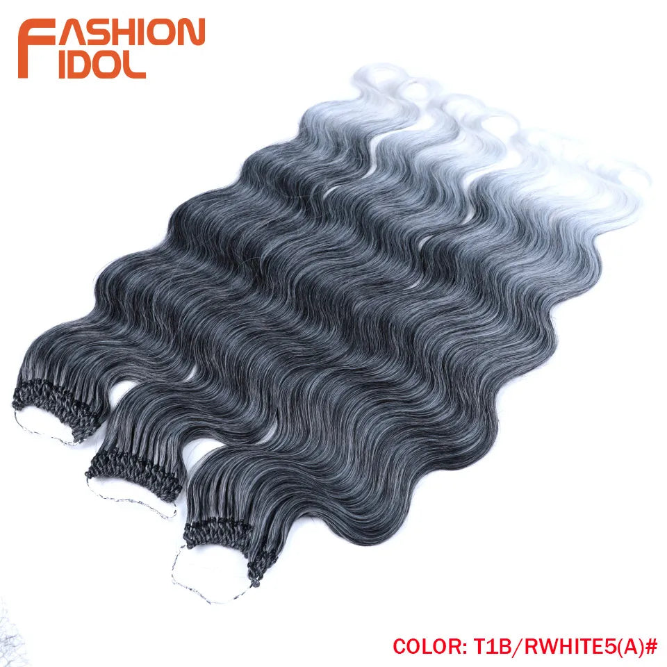 FASHION IDOL 24 Inch Body Wave Crochet Hair Synthetic Goddess Crochet Braids Natural Wavy Ombre Blonde Braiding Hair Extensions