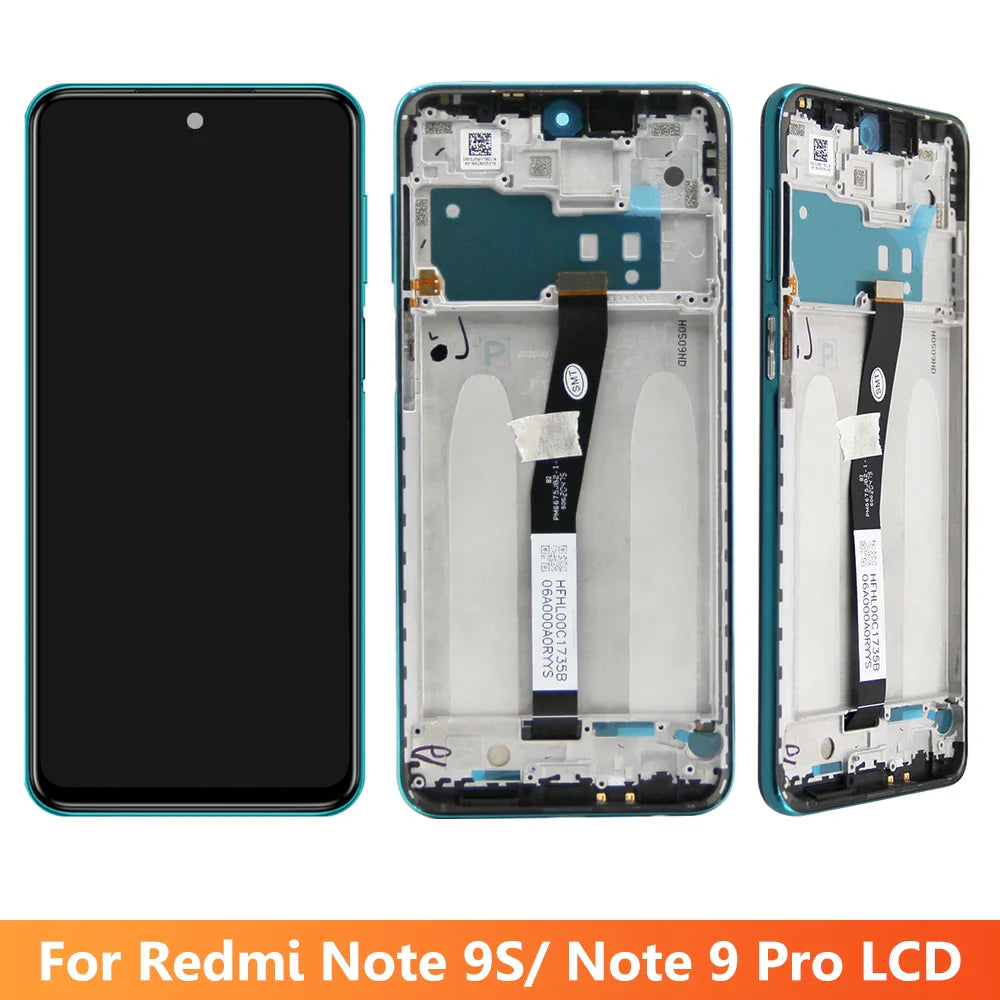 Display Screen for Xiaomi Redmi Note 9S M2003J6A1G Lcd Display Digital Touch Screen with Frame for Redmi Note 9 Pro Replacement