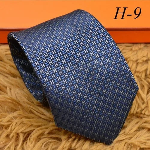 2024 new H Family 100% Silk Tie Creative Stripe Gift for Work Wedding 8cm Suit Accessories necktie  bowties  collared shirt