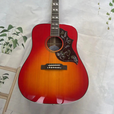 One piece connected wooden guitar, tomato color, real factory pictures, can be shipped as soon as you place an order, free deliv