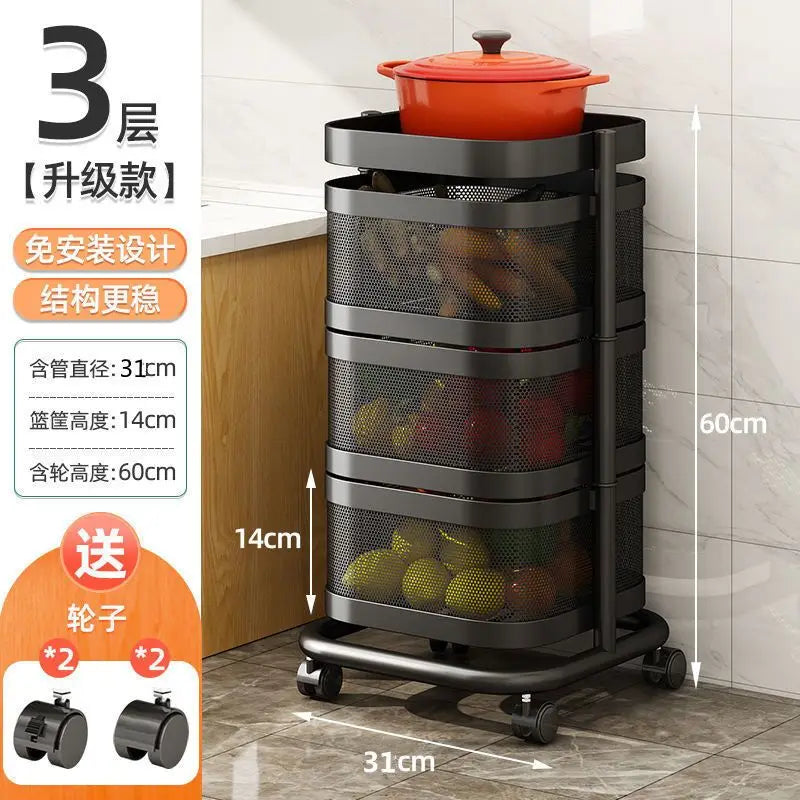 Kitchen 5 Tier Rolling Utility Cart Fruit Storage Basket Installation Free Serving Storage Cart Kitchen Islands & Trolleys