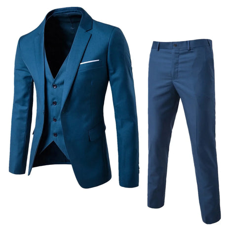 Men’S Suit Slim 3 Piece Suit Business Wedding Party Vest & Pants Coat Casual Solid Blazers Coat Jacket Luxury