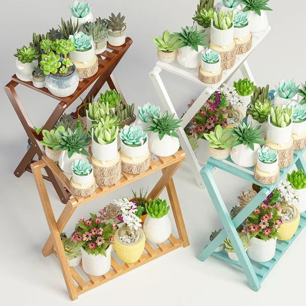 Wooden Multilayer Flowerpot Organizer Flower Holder Balcony Stand Pots Display Shelf Plant Stand Living Room Outdoor Furniture