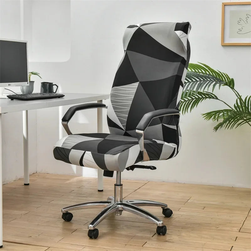 Geometry Printed Computer Chair Cover Elastic Office Chair Covers Non-Slip Rotating Seat Case Universal Armrest Chair Protector