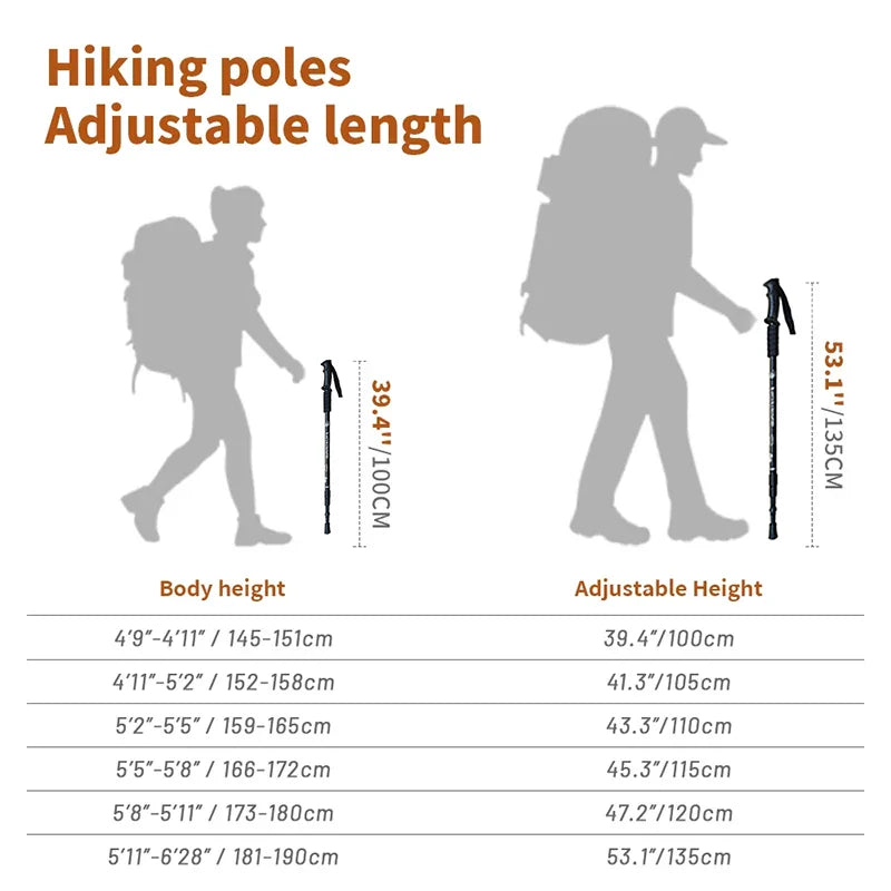 Trekking Poles Nordic Walking Sticks Telescopic Hiking Climbing Mountaineering Sticks Retractable Walking Cane 2pcs