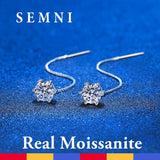 SEMNI Wholesale 1.0/2.0CT D color Moissanite Tassel Classic Drop Earrings for Women Lab Diamond S925 Sterling Silver Gold Plated