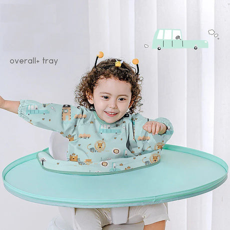 3 in1 Baby Bib Table Cover Dining Chair Gown Waterproof Saliva Towel Burp Apron Food Feeding towel Gown/tray/storage bag