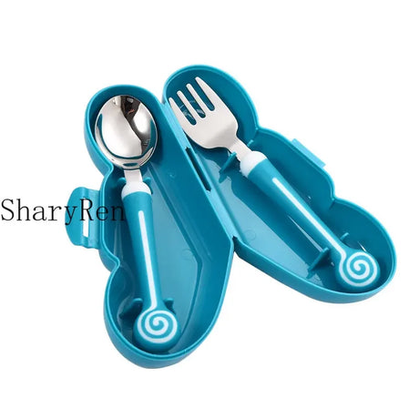 Baby Gadgets Lollipop Baby Spoon Fork Children Utensil Stainless Steel Toddler Dinnerware Cutlery Infant Feeding Tableware Set