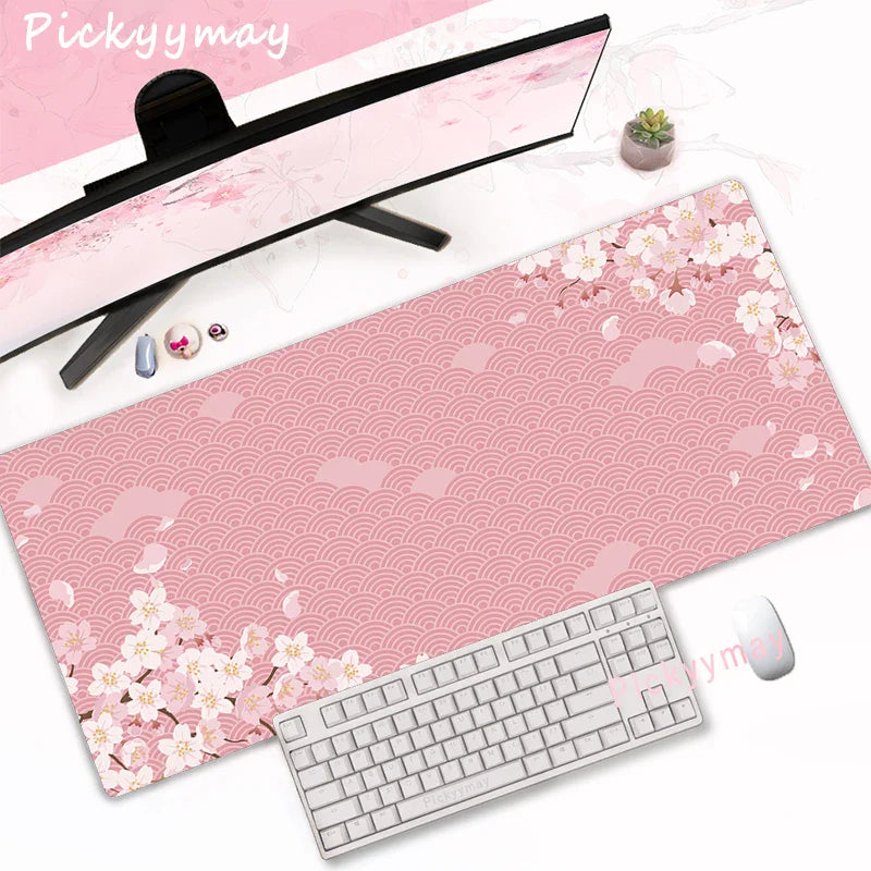 Pink Cherry Blossoms Mousepad Home Computer Table Large Pc Mouse Pad Art Sakura Keyboard Mause Rug Desk Mat Office Accessories