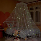 Bedcover Curtain Fluorescent Stars Design 2 Sizes Protection Kid Room Round Top Children Crib Bed Tent   Bed Canopy  Daily Use