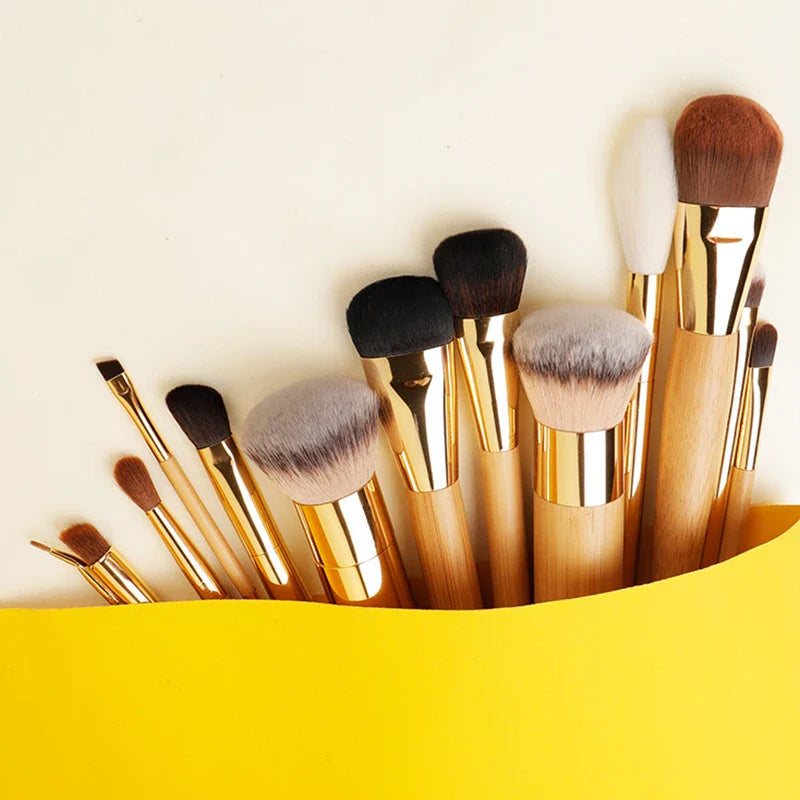 T-ARTE Makeup Brushes Powder Foundation Blusher Eyeshadow Brushes Professional Natural Animal Hair Bamboo Handle Make Up Tools