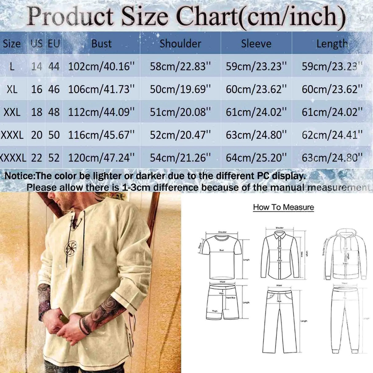 New Men's Cotton Linen Shirt Loose Fashion Ancient Viking Embroidery V-neck Lace Up Shirts Men Casual Long Sleeves Tee Shirts