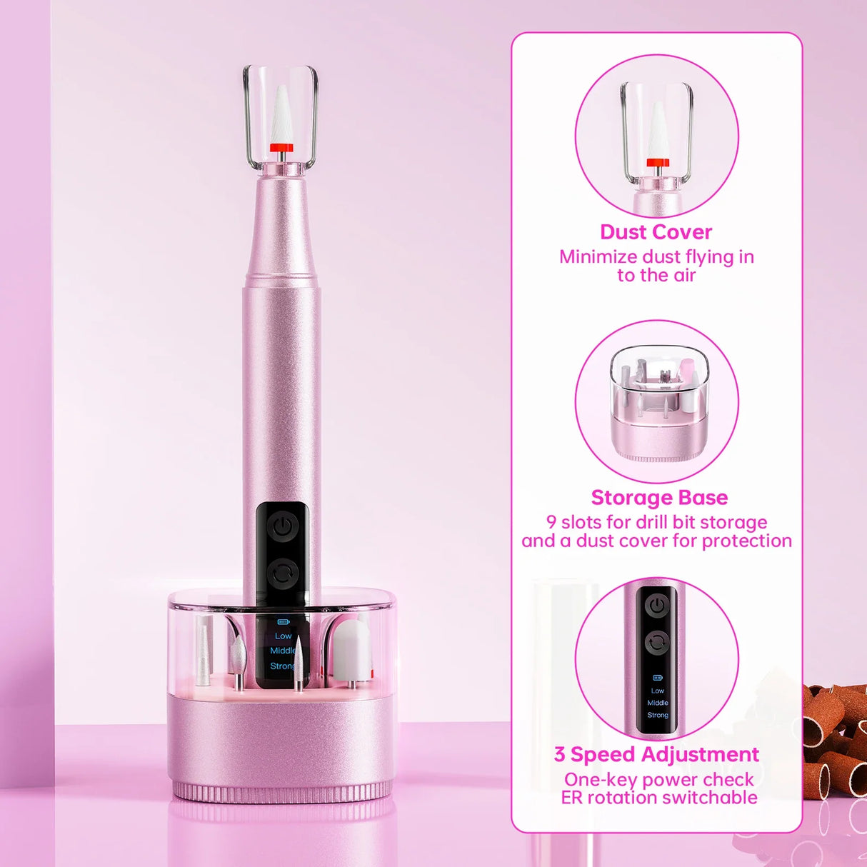 New Rechargeable Nail Drill Machine With Large HD LCD Display Electric Nail Drill Pen For Manicure Nail Salon Equipment