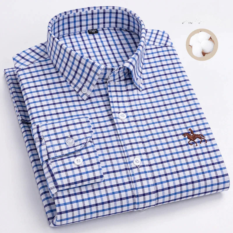 New in shirt oversize 6xl long-sleeve shirts for men 100%cotton Oxford tops slim fit formal plain shirt fashion office clothes