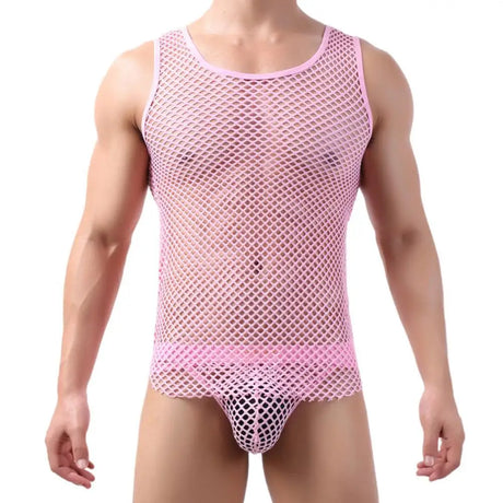 Men's Tank Tops Transparent Big Mesh Sleeveless Singlet Summer Breathable Fashion Undershirt Sexy Fishnet Vests